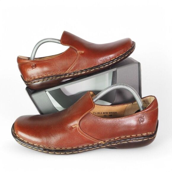 BORN Nevis Casual Leather Slip-on Loafers Brown W6525 Women's 7.5 - Picture 1 of 12